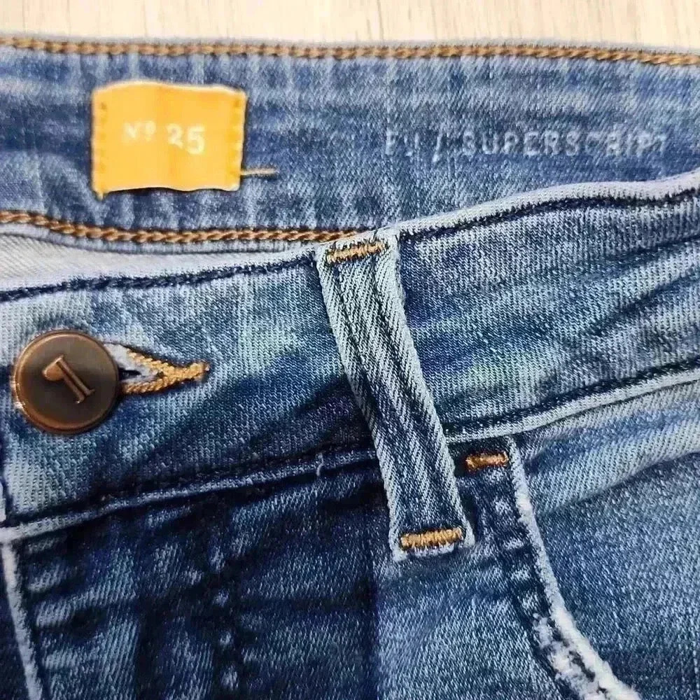 Pilcro and the Letterpress Women's Mid-Rise Distressed Skinny Jeans Blue Size 25 - Picture 7 of 9